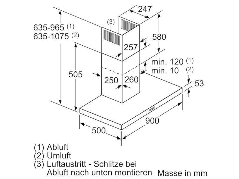 Bosch Wandhaube DWB97IM50 4 Stufen Effiziente Beseitigung von Fett, Geruch und Dampf aus der Küchenluft