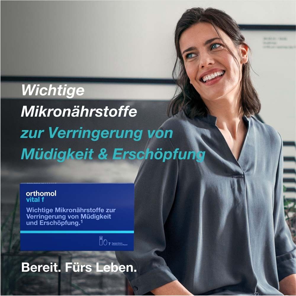 Orthomol Vital f - Mikronährstoffe für Frauen - bei Müdigkeit und Erschöpfung - mit B-Vitaminen, Omega-3 und Magnesium - Trinkampullen/Kaps.