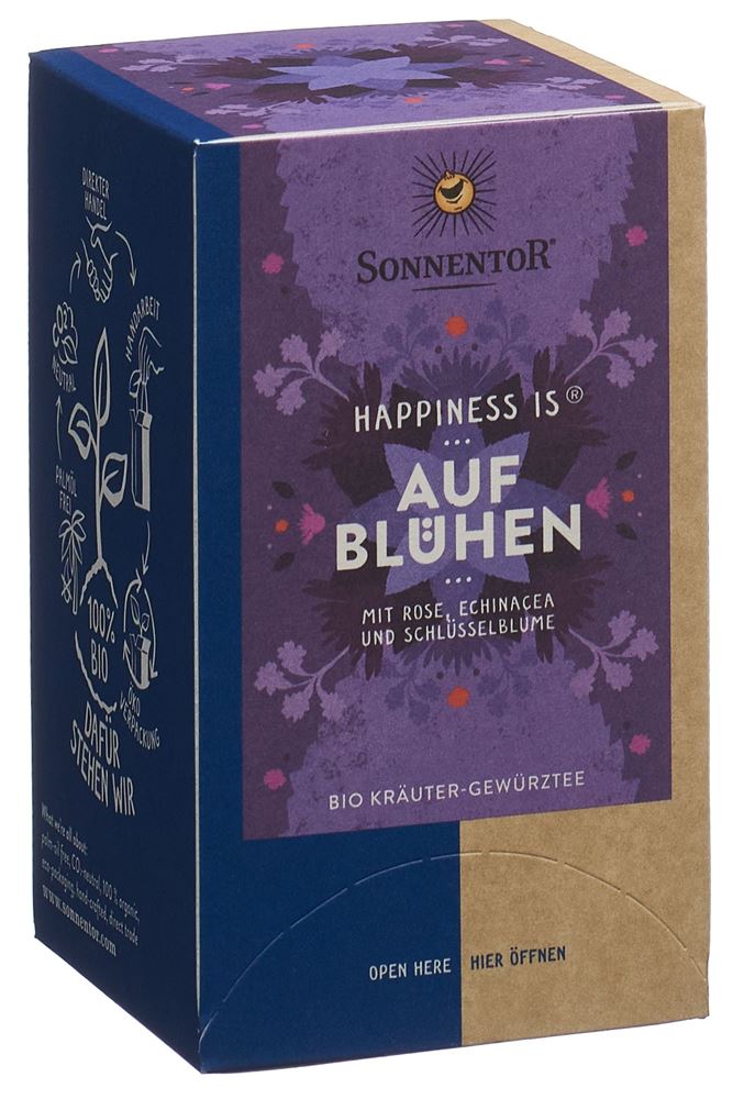 SONNENTOR Happiness is Aufblühen Tee Tees BIO Btl 18 Stk