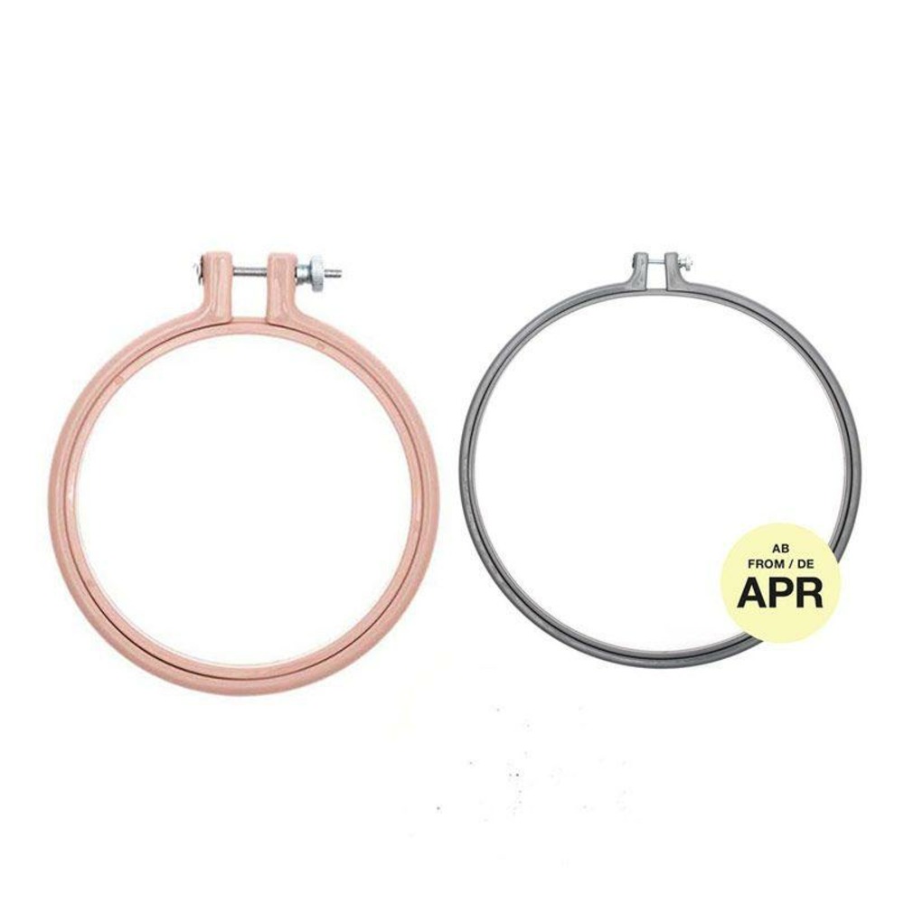 2 anneaux de broderie - rose 10,1 cm + gris 25,4 cm