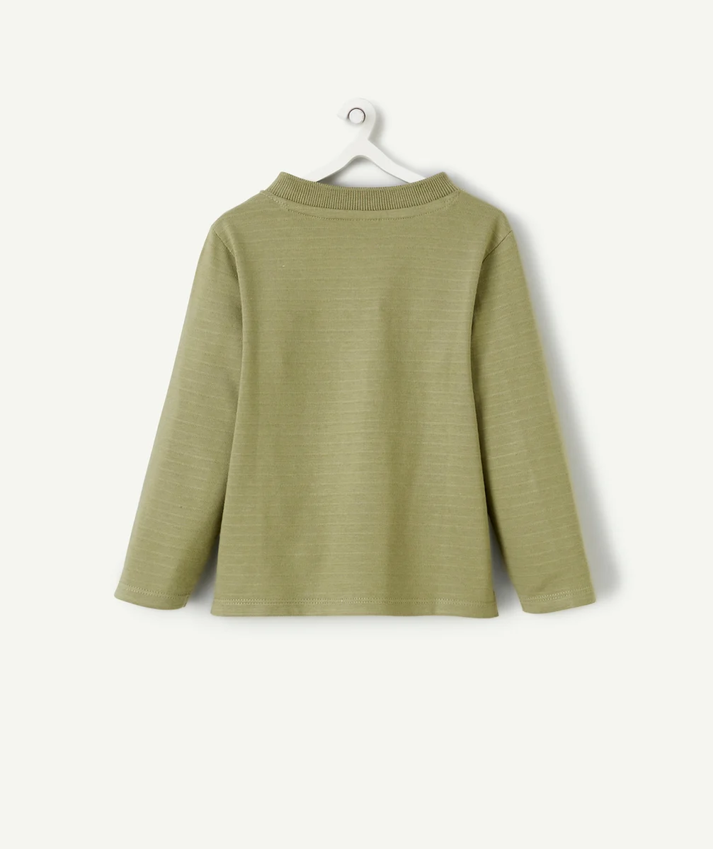 T-SHIRT MANCHES LONGUES BÉBÉ GARÇON EN COTON KAKI AVEC BOUTONS