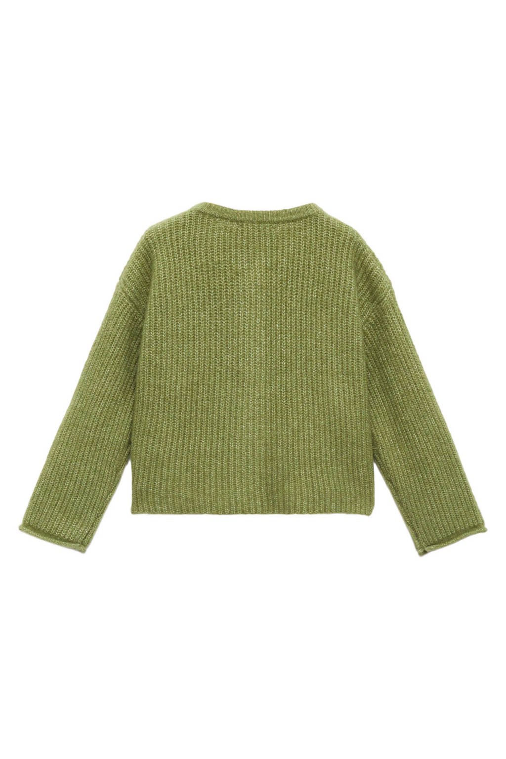 Mango Kids vest groen grof gebreid