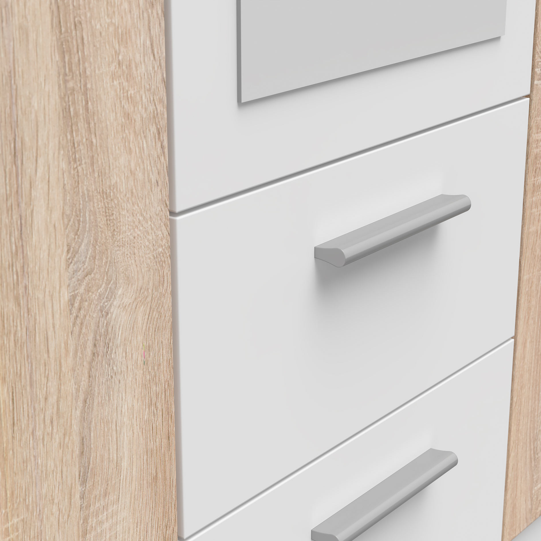 Drehtürenschrank - Sonoma Eiche-weiß matt - 3 Türen - 120 cm