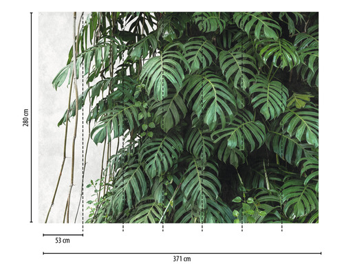 Vliesbehang 38241-1 The Wall Monstera 3D 7-delige set 371 x 280 cm