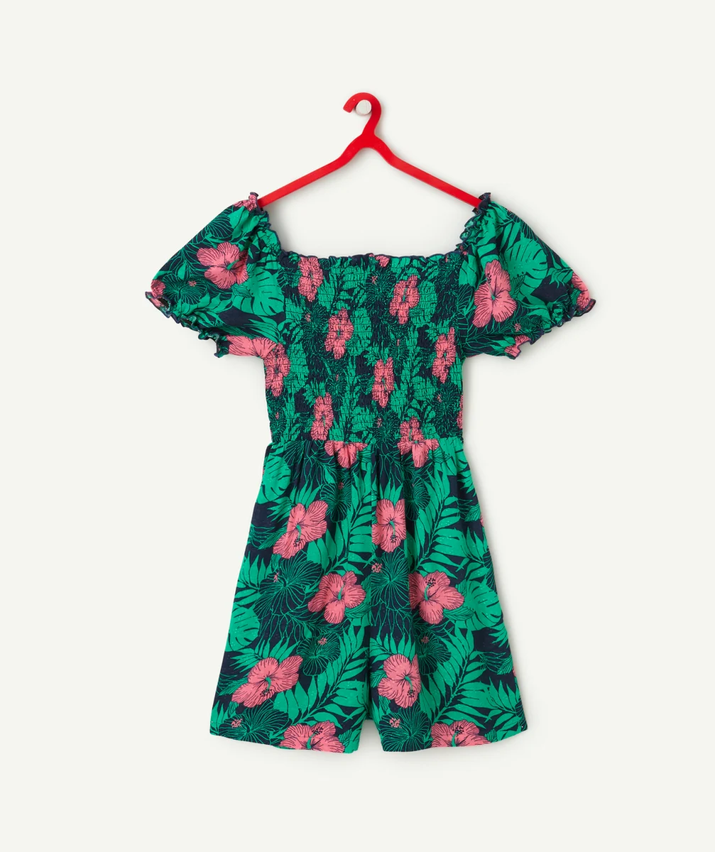 combi-short fille en viscose responsable imprimé tropical