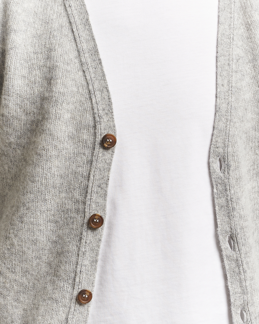 Harley Of Scotland Brushed Supersoft Lambswool Cardigan Silver
