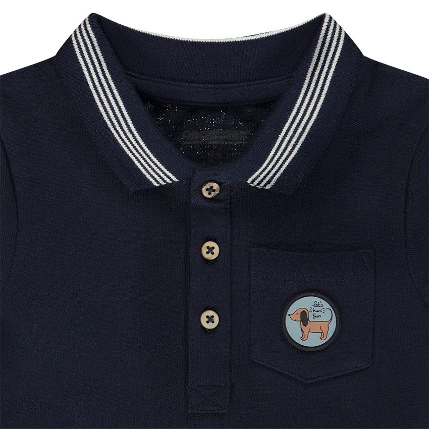 Polo manches courtes en piqué de coton pour bébé garçon - Bleu marine