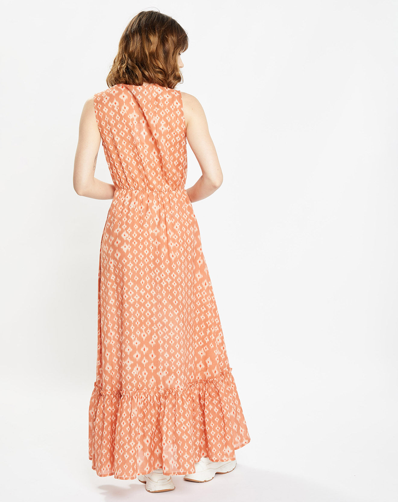 Galeries Lafayette Robe maxi Gloria imprimé saumon
