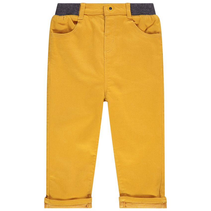 Pantalon en twill effet molleton uni avec ceinture rib pour bébé garçon - Moutarde