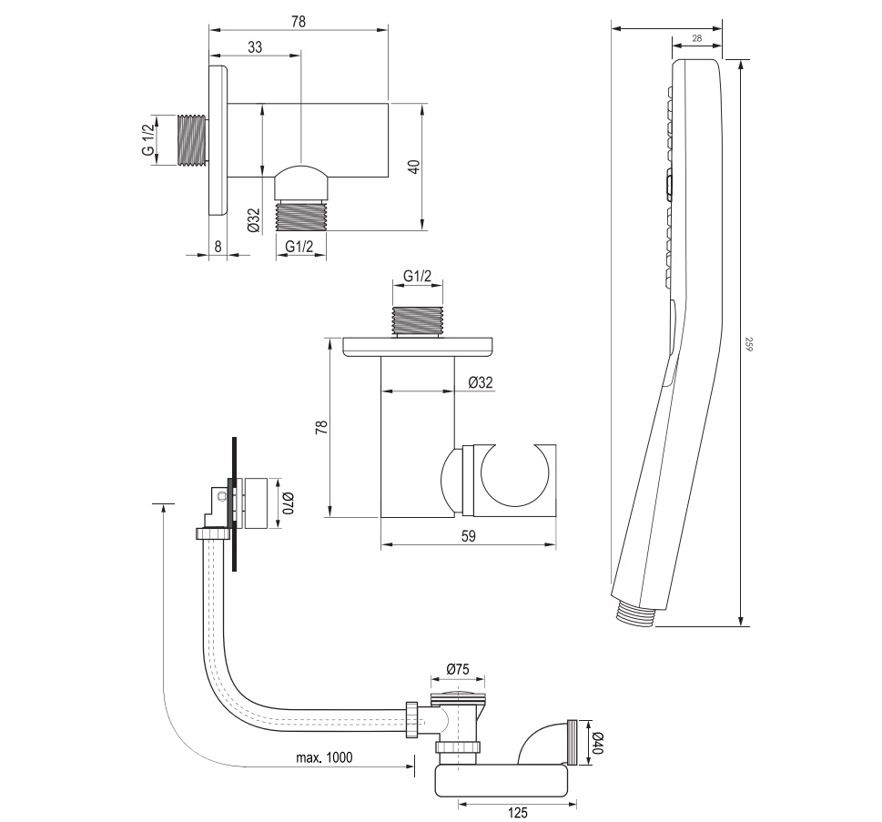 Brauer Brushed Edition thermostatische inbouw badkraan met badvulcombinatie en 3 standen handdouche set 4 RVS geborsteld PVD