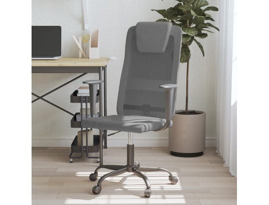 VIDAXL - Chaise de bureau gris tissu en maille et similicuir