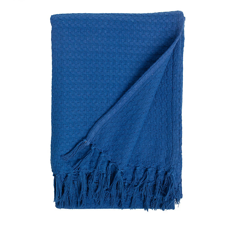 Plaid Firoza coton bleu L.160 x l.120 cm