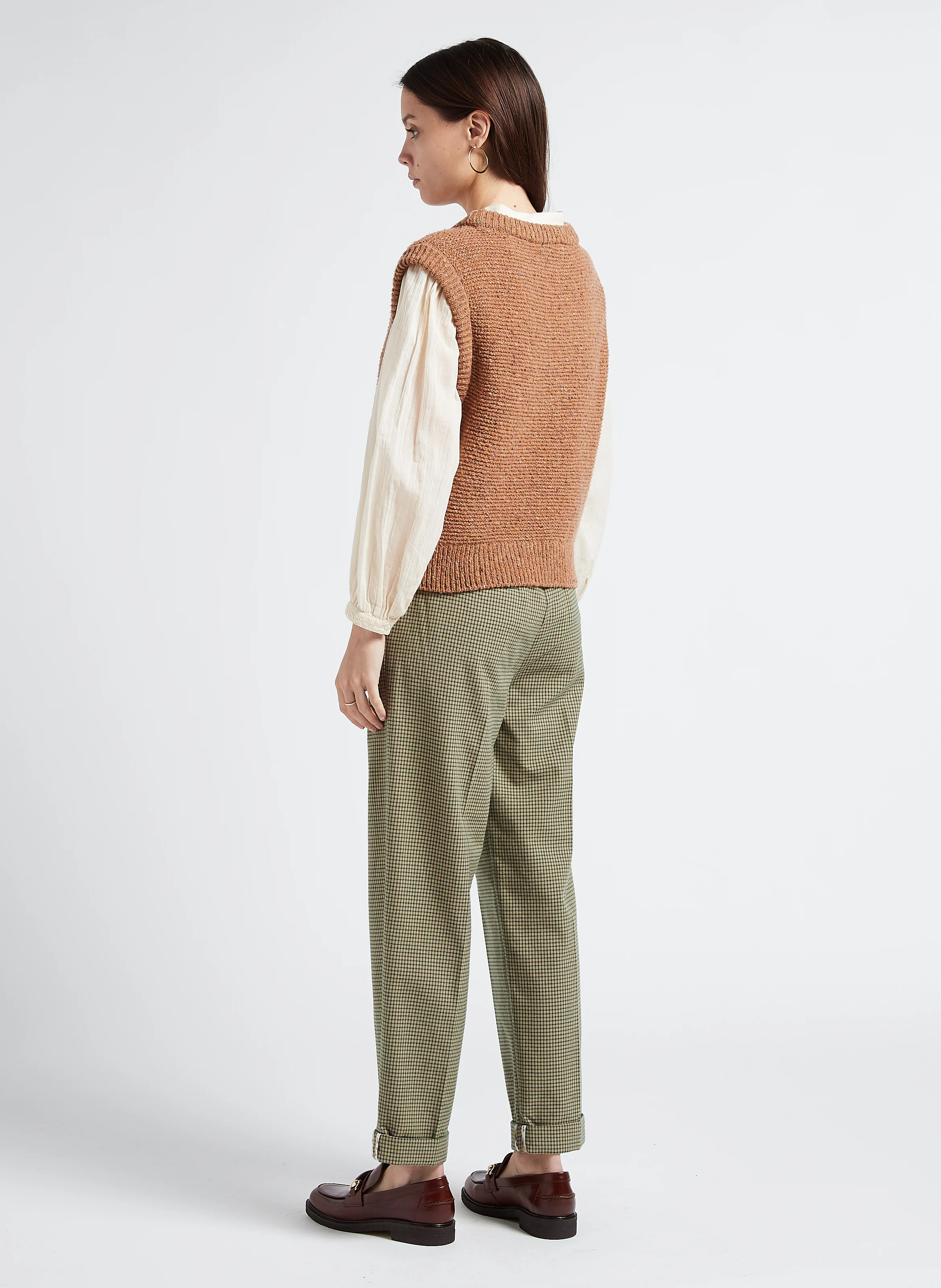 Pantalon carotte en coton| Vert