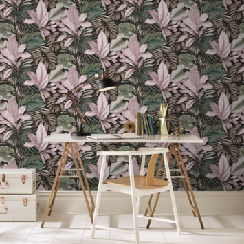 Vliesbehang Indra groen-roze 106742