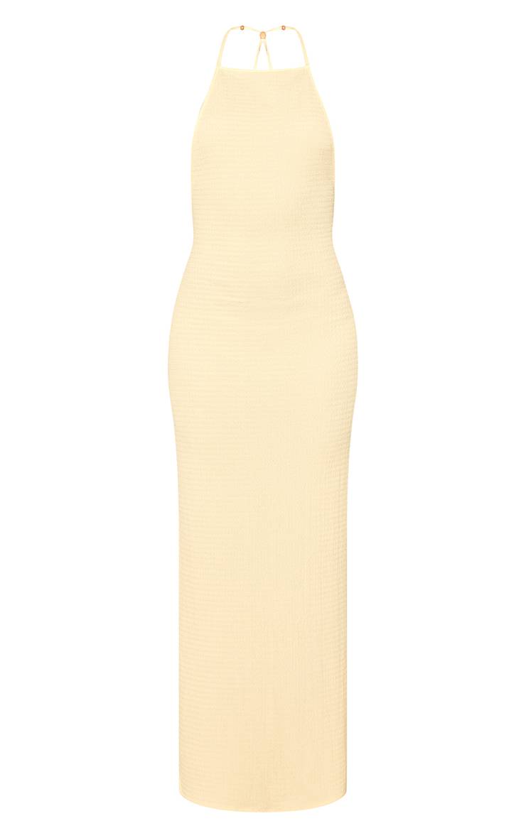 Citron Robe Longue À Dos Texturé Avec Perles