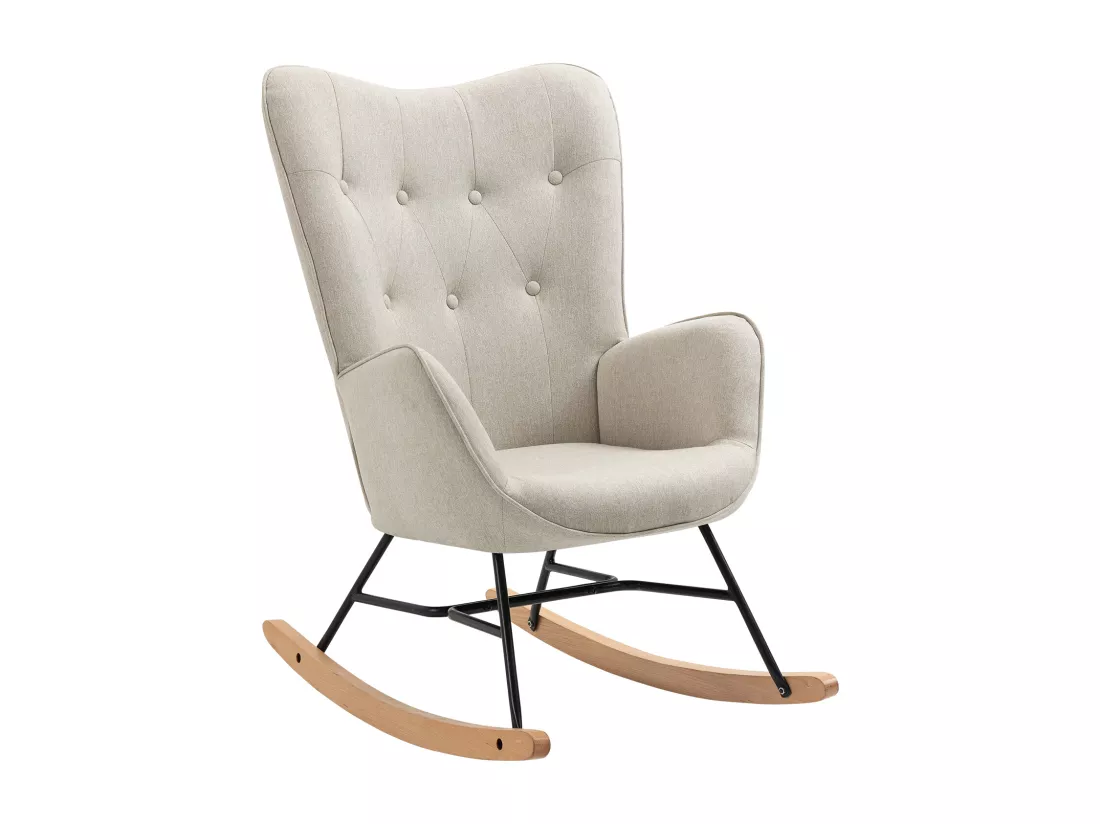 MEUBLES COSY Fauteuil à Bascule Allaitement Rocking Chair Scandinave Chaise Loisir Revêtement en Tissu avec Pieds en Bois Massif pour Salon, Chambre, Le balcon, Beige