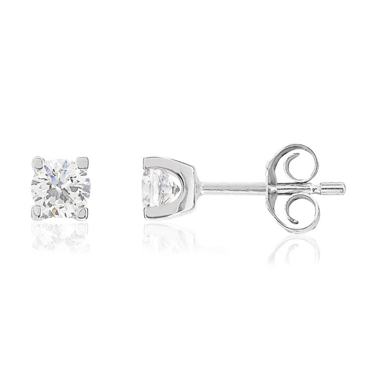 Boucles d'oreilles or blanc 750 diamants synthétiques