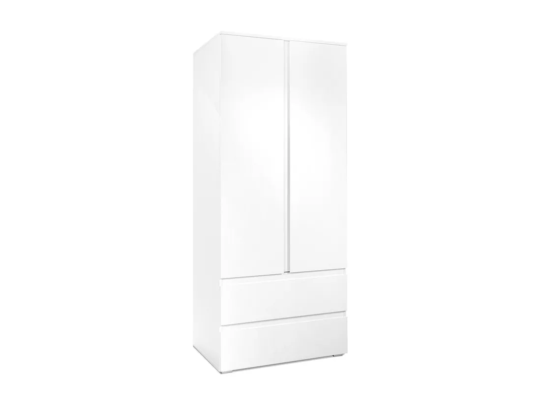 Armoire 2 portes 2 tiroirs blanc- L80 x H191 x P55 cm