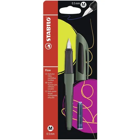 Füller - STABILO Flow SPORTY in khaki/schwarz - Einzelstift - inklusive Patrone
