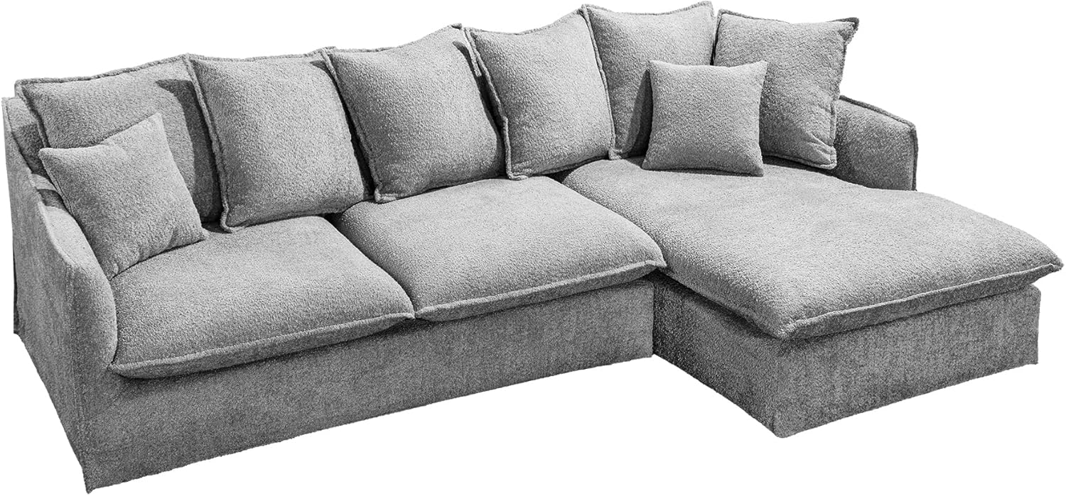 Riess Ambiente Großes Ecksofa Heaven - 255cm - grau - - Bouclé Hussensofa mit Federkern - Eckcouch