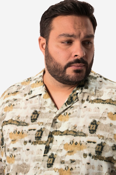 Men+ Hemd, Halbarm, Cuba Kragen, kastiger Fit, Alloverprint, bis 8 XL