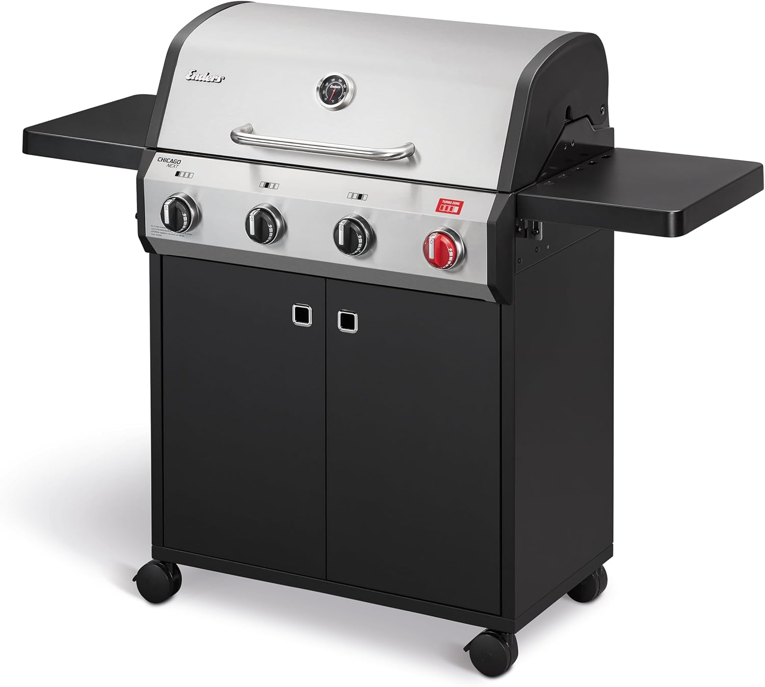 Enders® Gasgrill Chicago Next 4 R Turbo, 4-Edelstahlbrenner, doppelwandige Garhaube, abklappbare Seitenablage, 13 kW, Switch Grid™, 800° Turbo Zone™ #89366