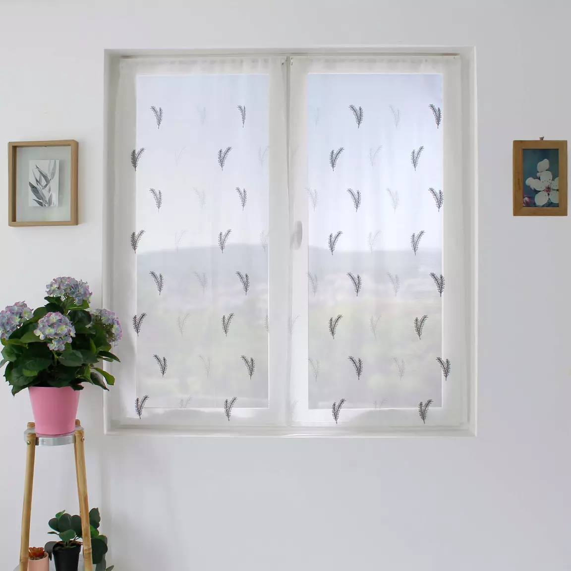 Paire de voilages passe-tringle (60 x 120 cm) Calisson Grise