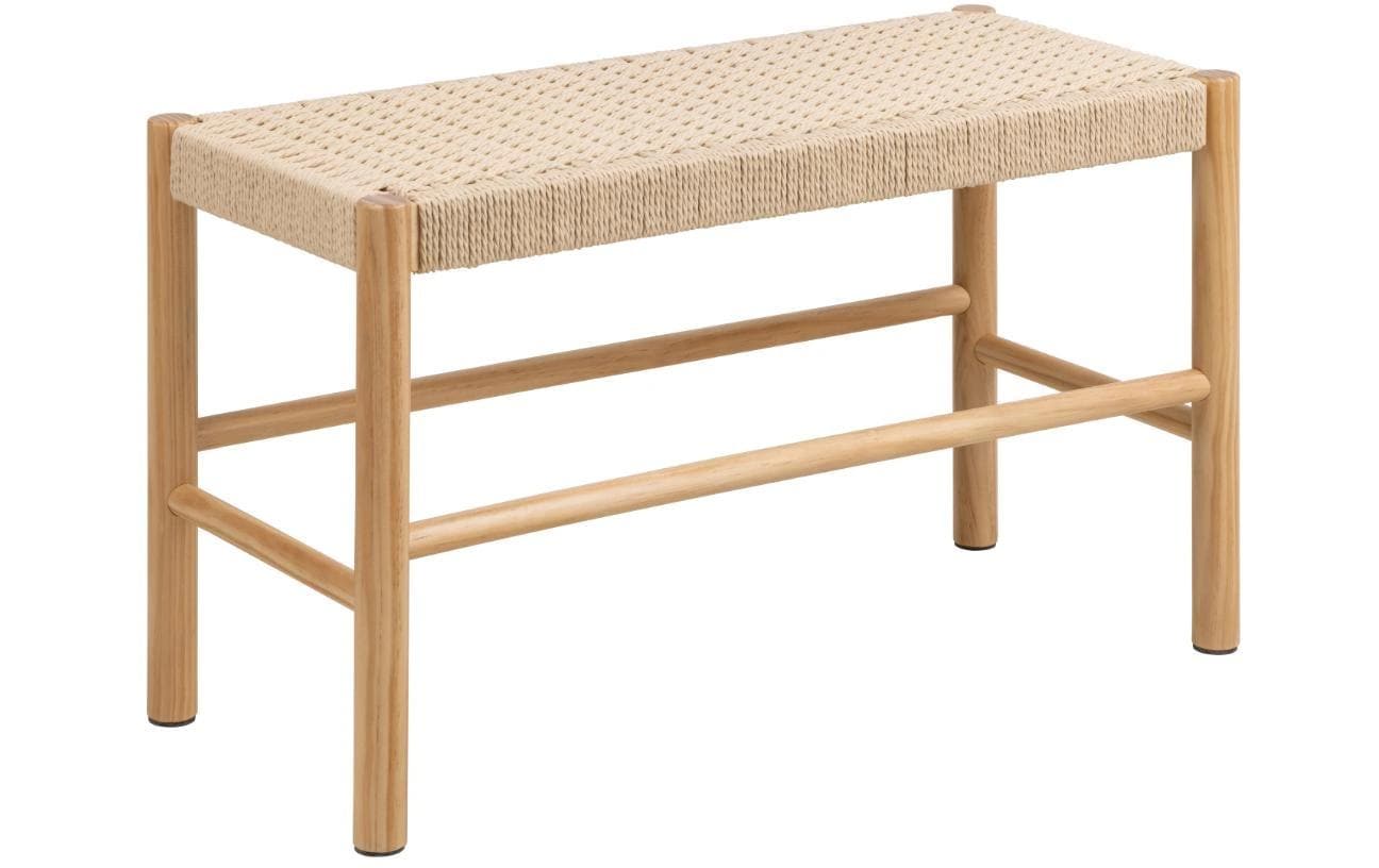 Sitzbank Alvin 80 x 45 cm, WeissSitzbank mit Papiergeflecht und Holzgestell