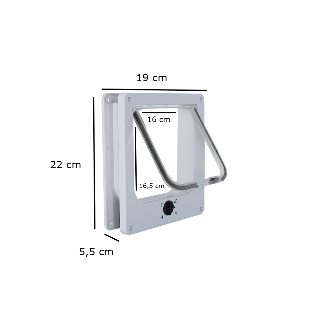 Chatière 19x22x5,5 cm - blanche - 4 positions de verrouillage