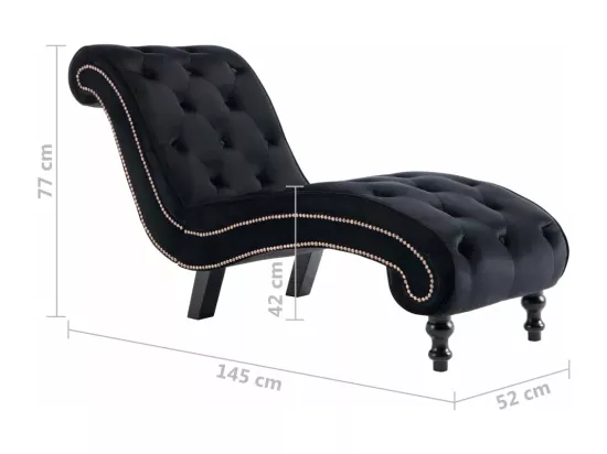 Prolenta Premium - Chaise longue Noir Velours