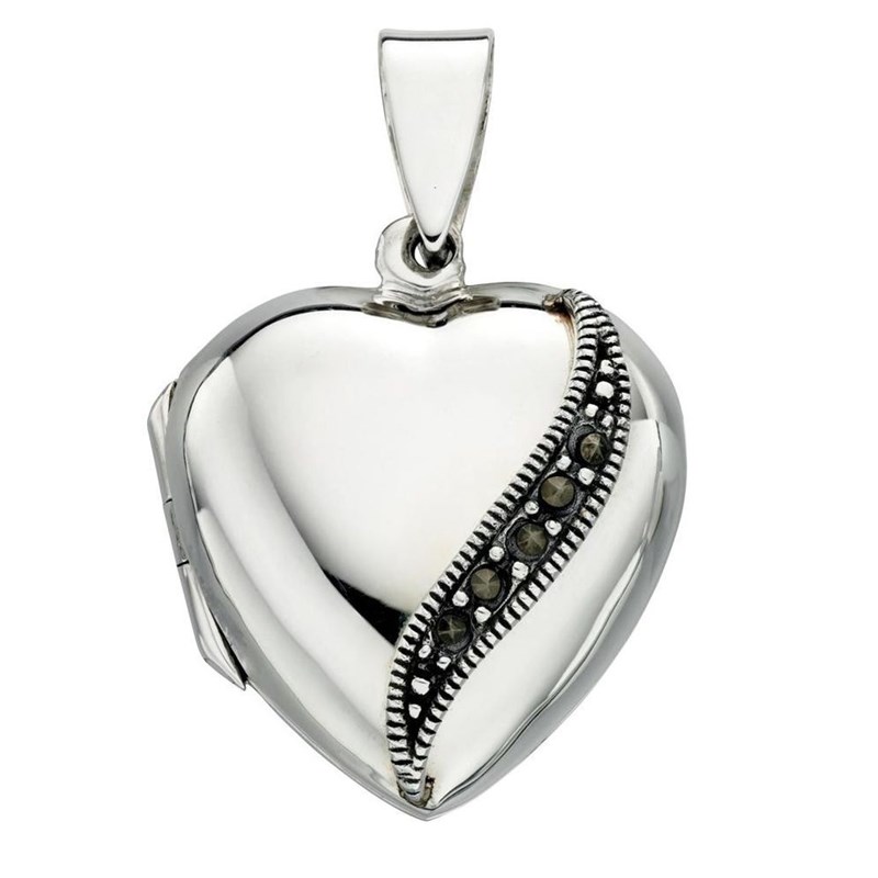 Collier coeur marcassite et sa Chaine de 51 cm en argent 925/1000