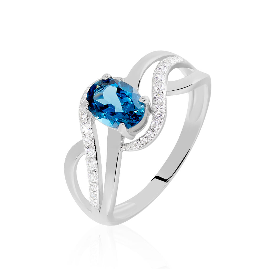 Bague Josyne Or Blanc Topaze Et Oxyde De Zirconium
