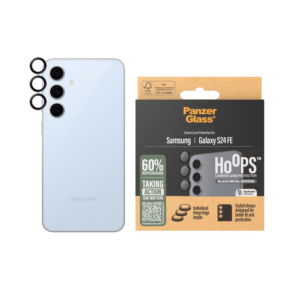 PanzerGlass Hoops - Linsebeskyttelse - Samsung Galaxy S24 FE - Sort