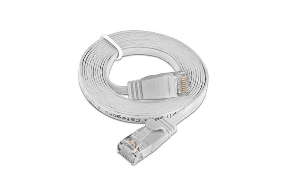 Slimpatchkabel RJ-45 - RJ-45, Cat 6, UTP, 1 m, WeissUnscreened/Unshielded Twisted-Pair-Kabel (UTP) mit Klinkenschutz