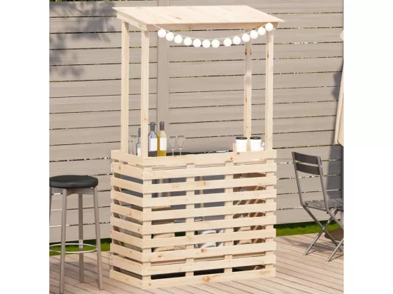Table de bar d'extérieur et toit 112,5x57x195,5 cm bois massif