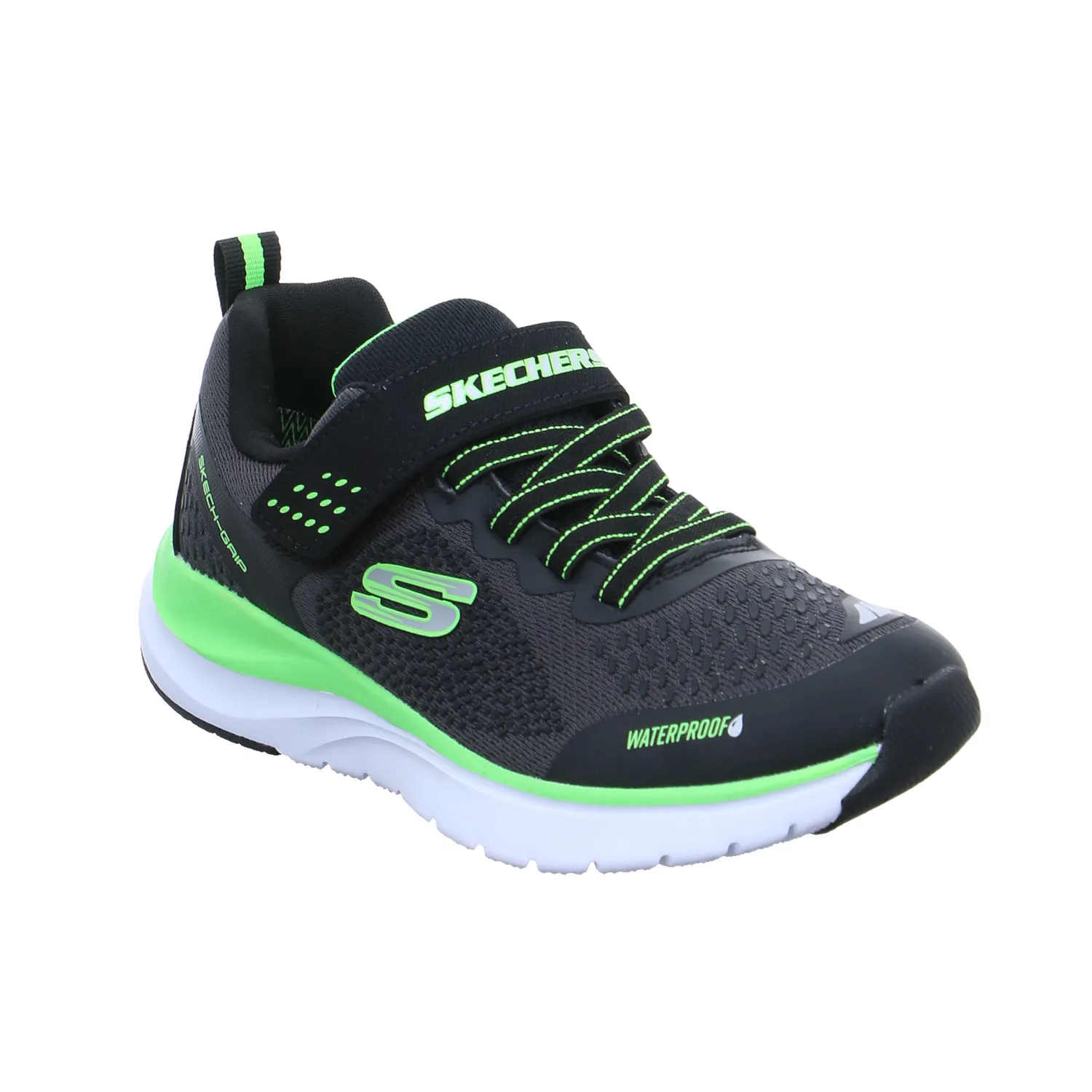 SKECHERS Jungen-Halbschuh Klett Schwarz Textil  Sneaker Waterproof