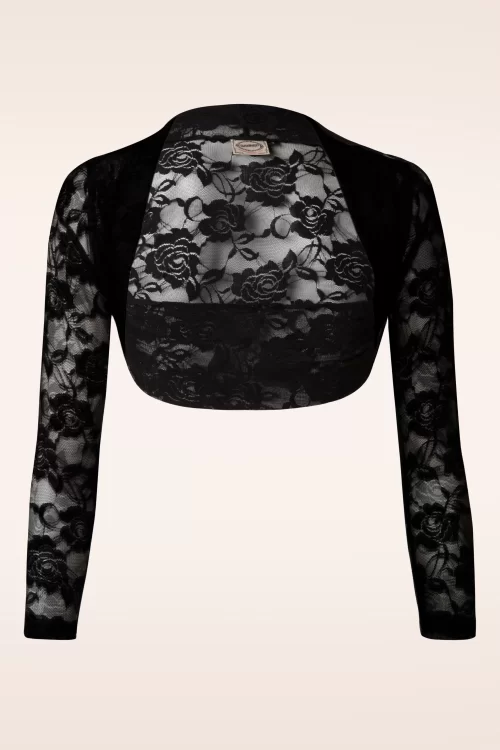 Banned Retro Kanten roos bolero in zwart