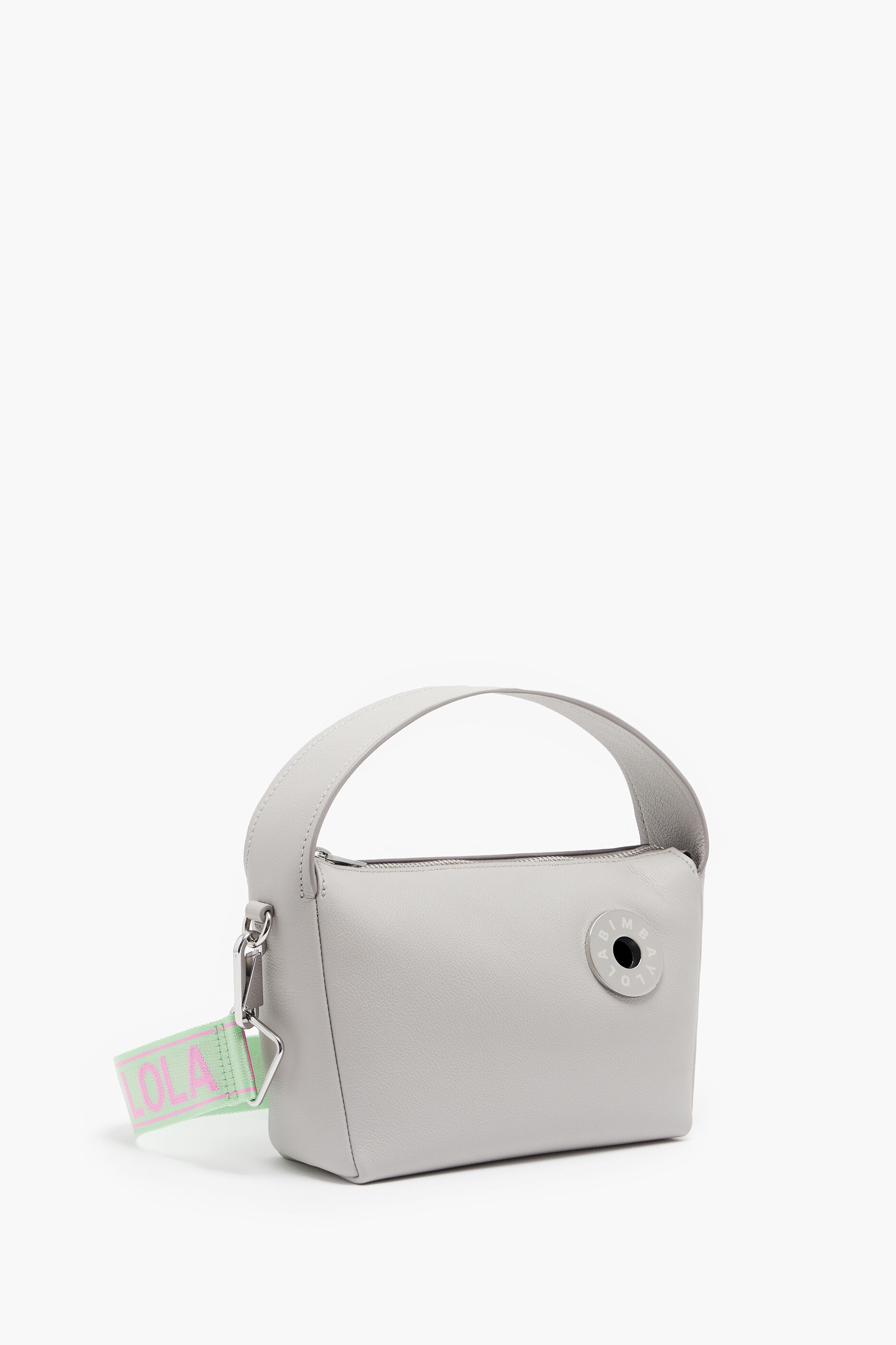 Bolsa hobo pequena de couro cinza