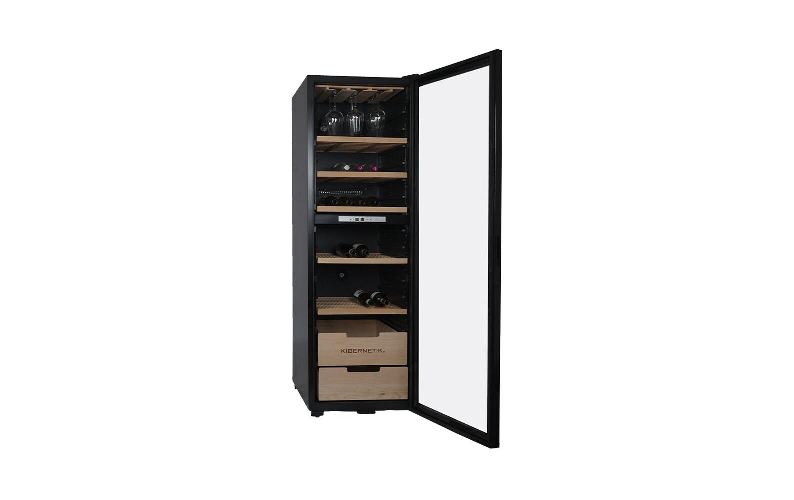 Weinklimaschrank WKH448D Schwarz, Rechts<br>Freistehender Weinkühler