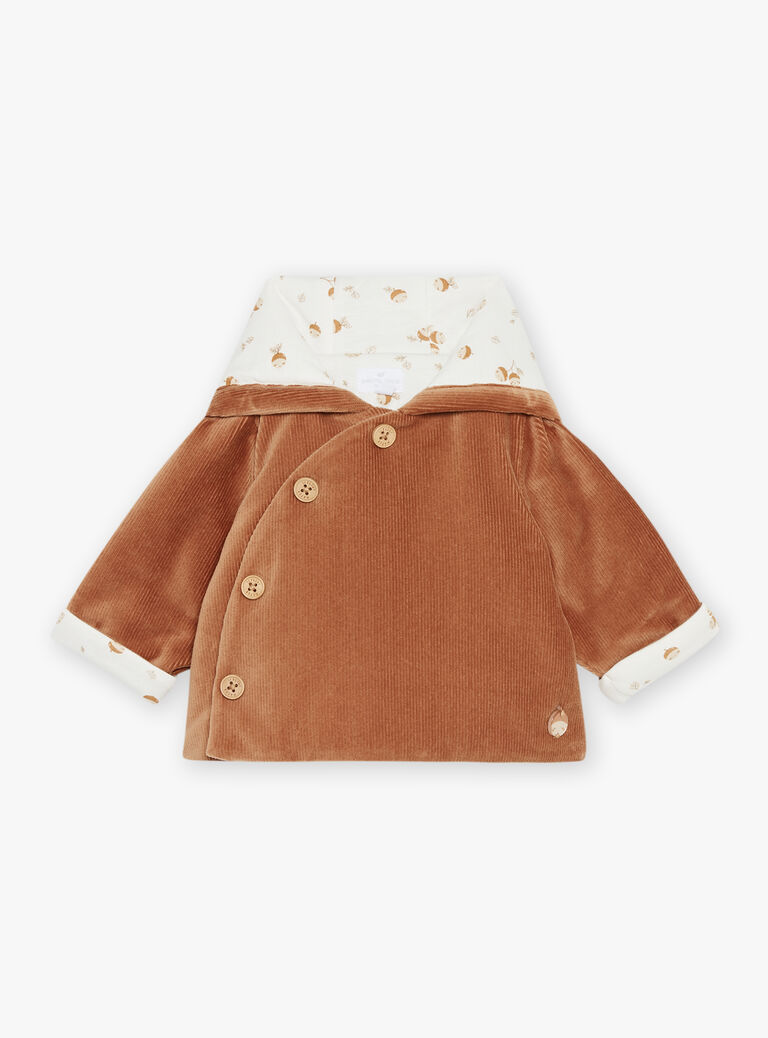 Veste de naissance caramel en velours côtelé