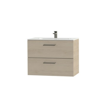 Tiger badkamermeubel Studio 80cm naturel eik/wit met RVS greep