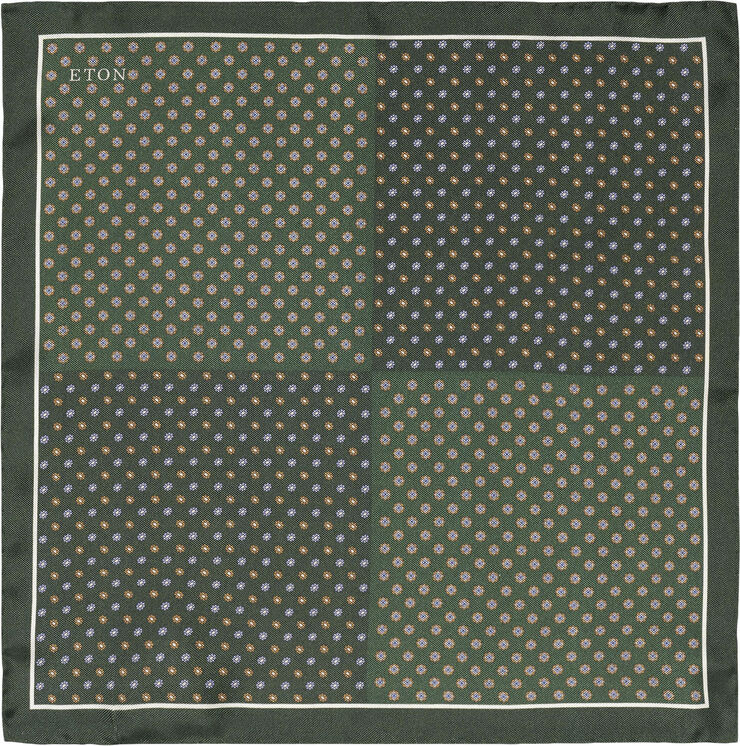 ETON Mid Green Four-Side Silk Pocket Square Grøn