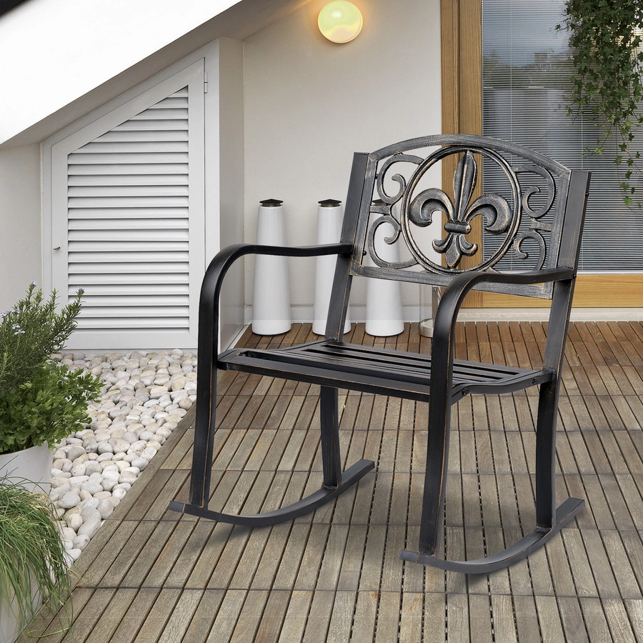 Outsunny Gartenstuhl im Antik-Optik bronze