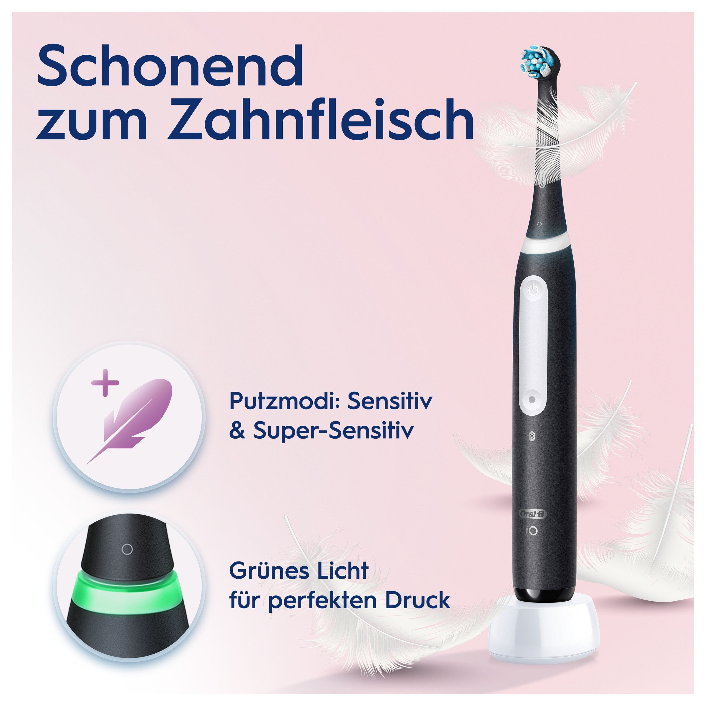 Oral-B Elektrische Zahnbürste »iO 4« 1 Stk. Aufsteckbürsten mit Magnet-Technologie, 4 Putzmodi, Reiseetui
