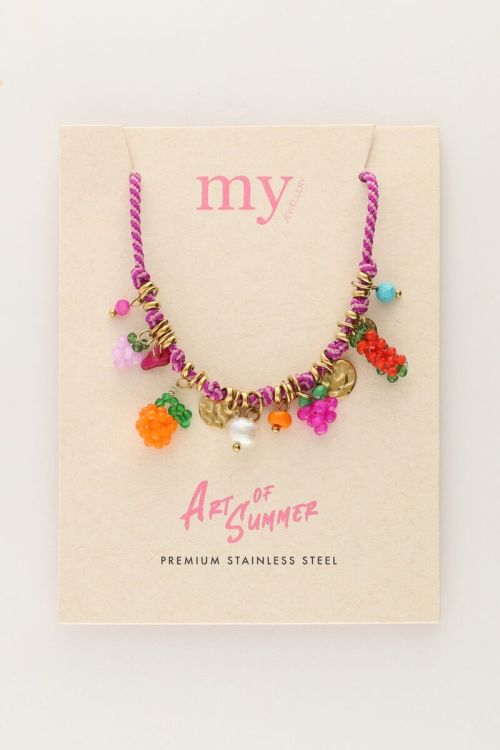 Art paarse touw ketting tutti frutti