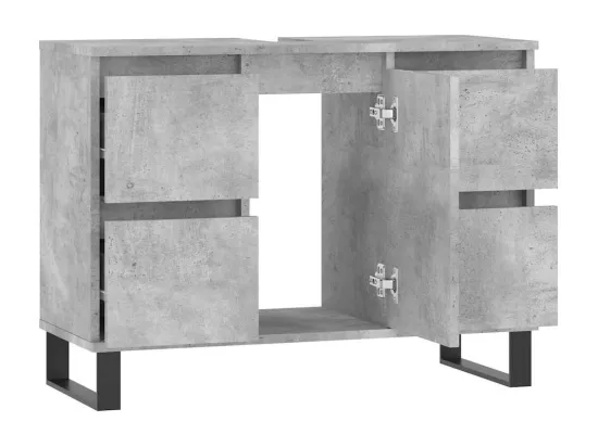 Armoire salle de bain gris béton 80x33x60cm bois d'ingénierie