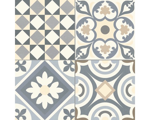 Porseleinen wand- en vloertegel Heritage grijs in 19 verschillende designs 33,15 x 33,15 cm