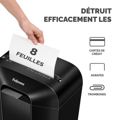 Fellowes Powershred LX41 - Destructeur de documents mini-cut - 8 feuilles - Corbeille 17 litres