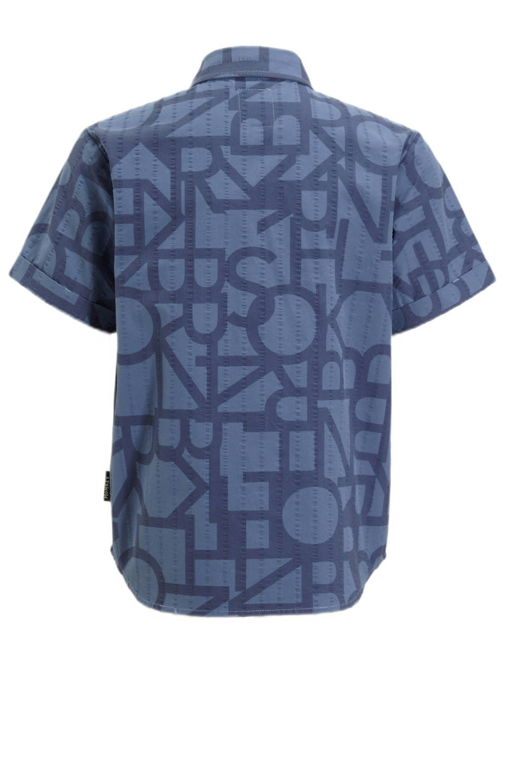 Me & My Monkey overhemd Patrice metall over print blauw