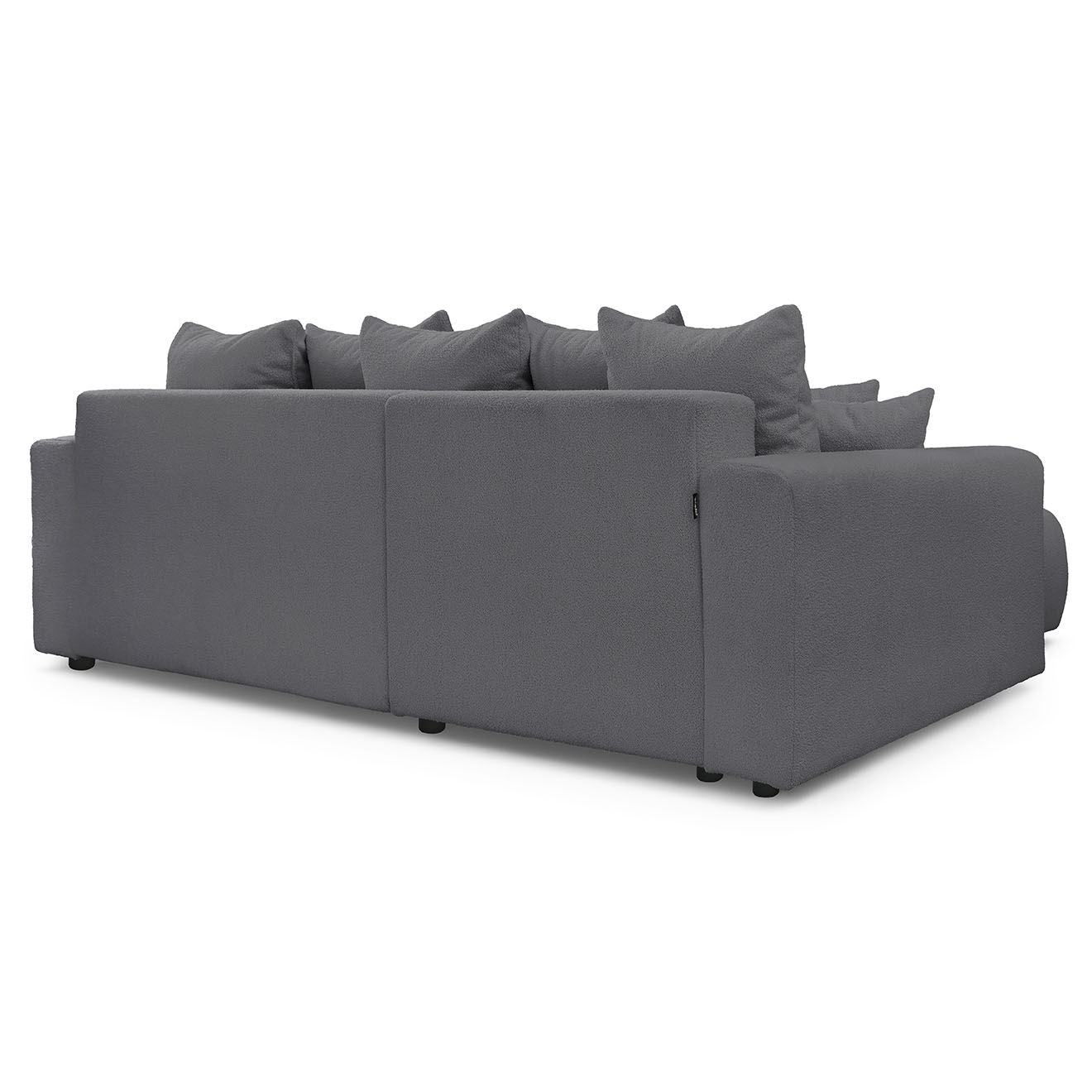 Bobochic Canapé d'angle convertible reversible bouclette Envy gris foncé - 282x153x95 cm